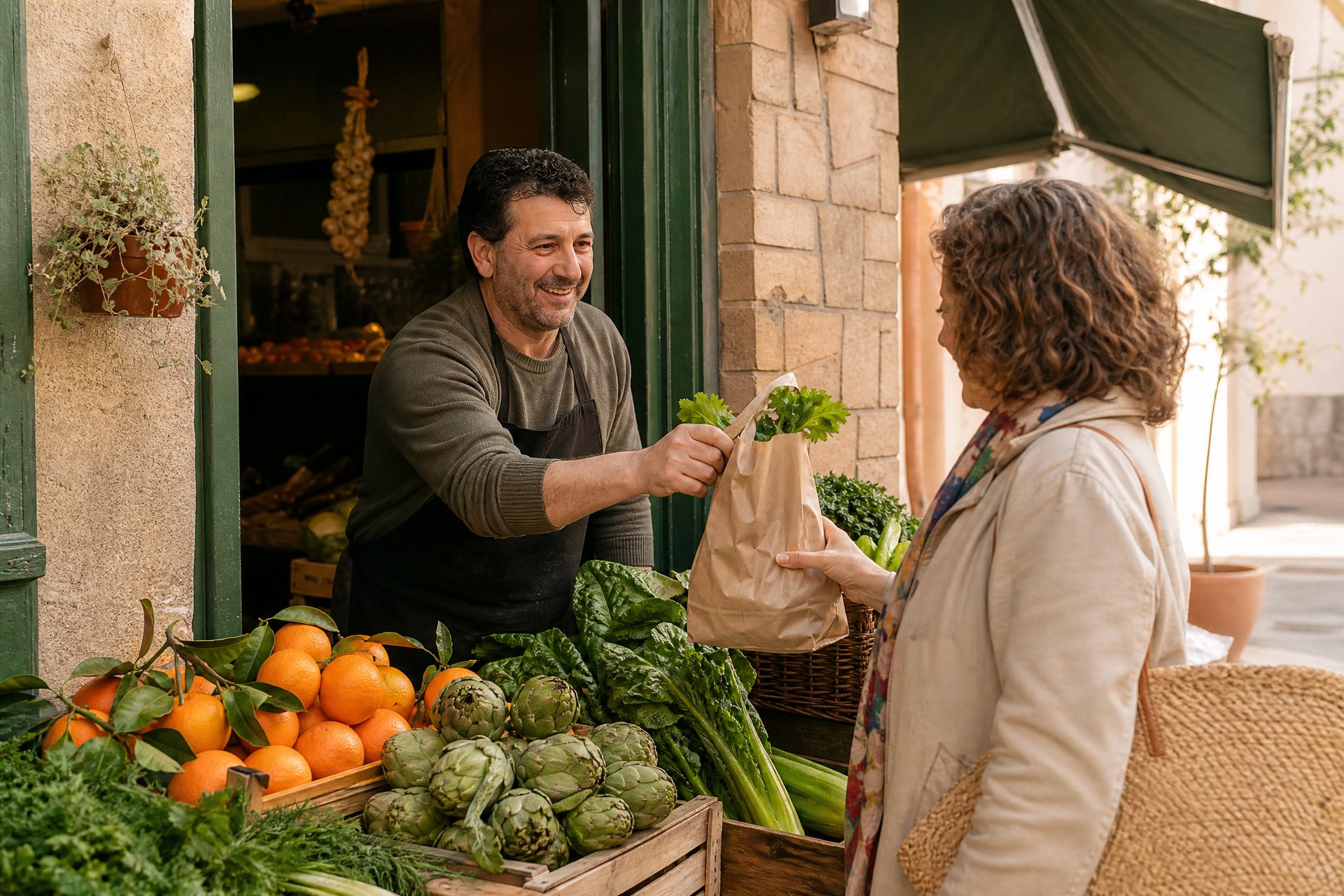 Comercio local de alimentación con producto fresco